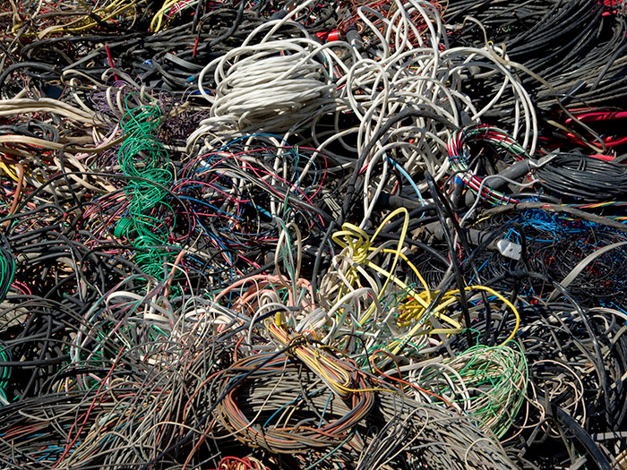 Scrap cables pile