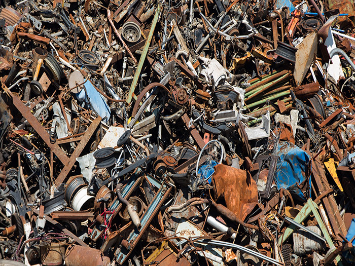 Large scrap metal pile