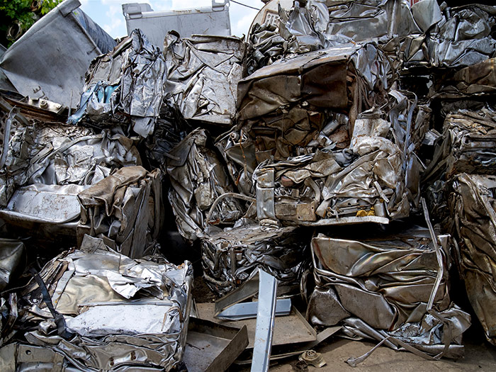 Scrap stainless steel pile