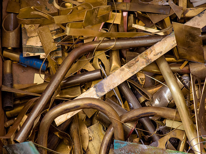 Scrap brass pile